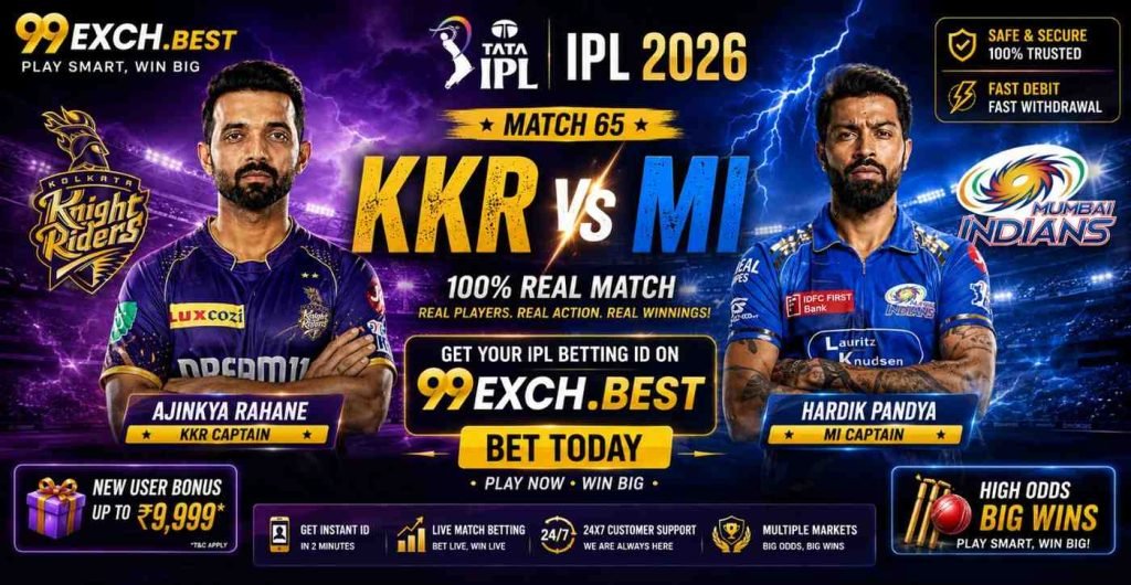 KKR vs MI Match 65 – Get Your IPL Betting ID on 99exch & Bet Today
