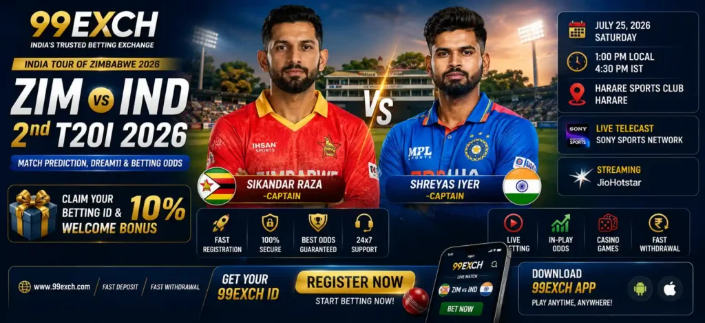 9EXCH ZIM vs IND 2nd T20I 2026 match prediction banner
