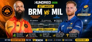 BRM vs MIL Match Prediction 2026 featuring Birmingham Phoenix vs MI London at Edgbaston, The Hundred 32nd Match