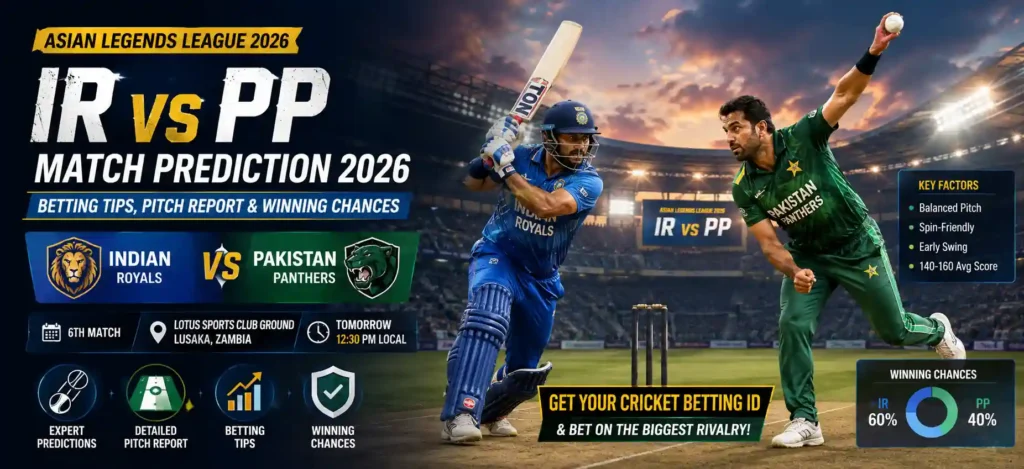 IR vs PP Asian Legends League 2026 Match Prediction Cricket Banner Today