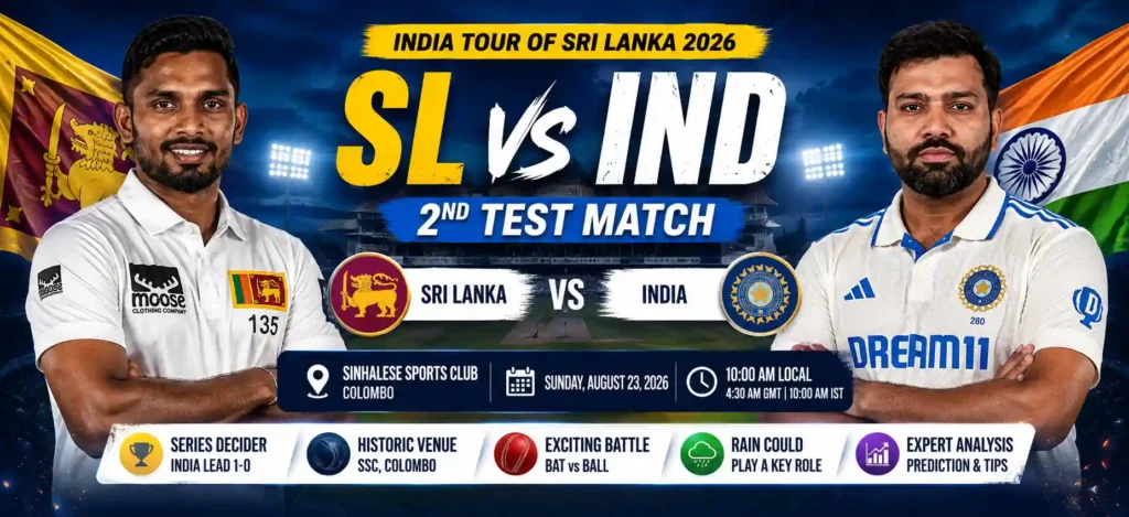 SL vs IND 2nd Test Match Prediction 2026 Banner
