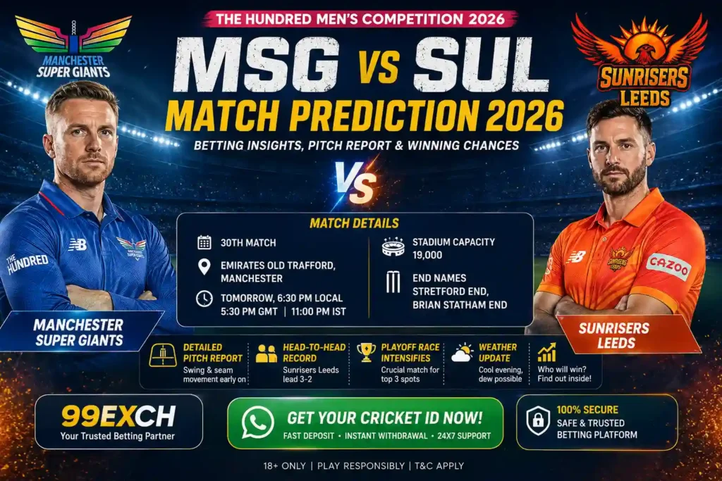 MSG vs SUL Match Prediction 2026 – Manchester Super Giants vs Sunrisers Leeds