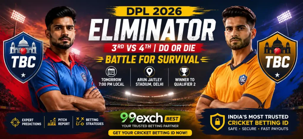 DPL 2026 Eliminator match prediction banner